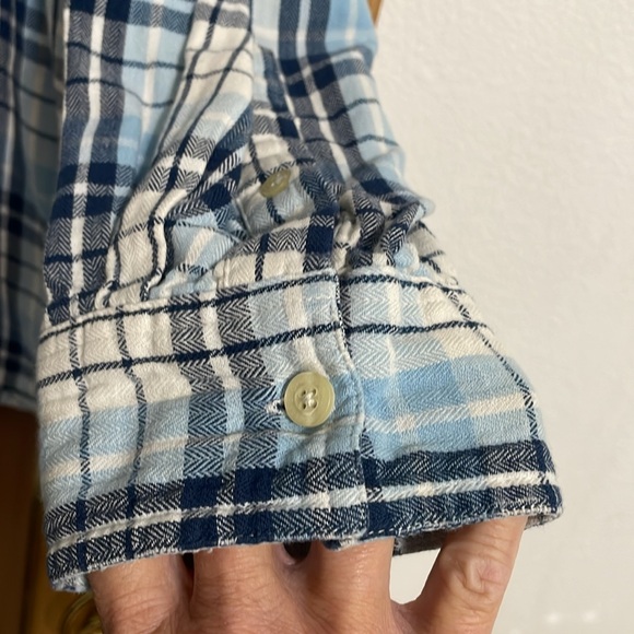 Chaps XXL plaid long sleeve button down shirt blues and white - Picture 7 of 10
